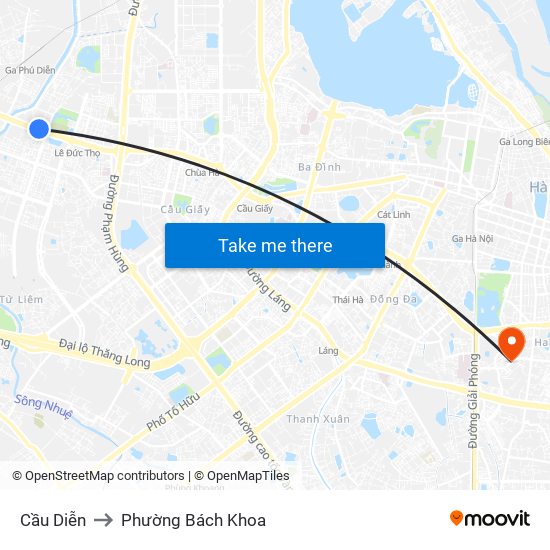 Cầu Diễn to Phường Bách Khoa map