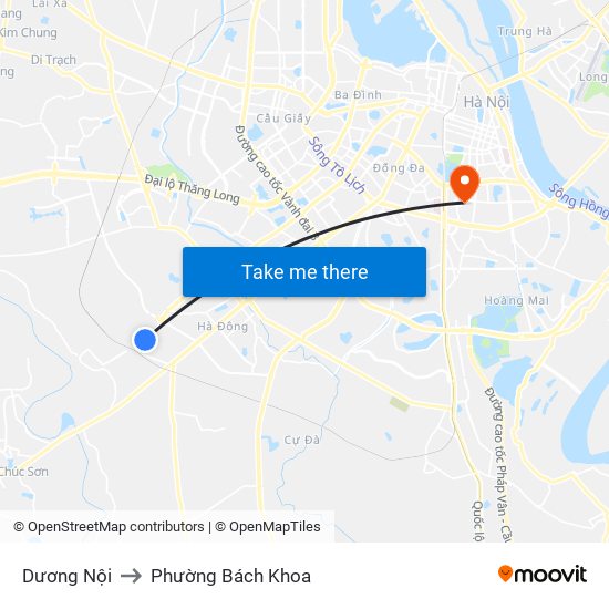 Dương Nội to Phường Bách Khoa map