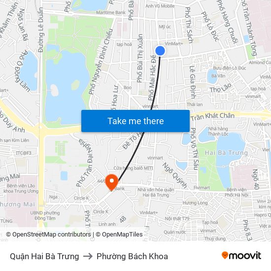 Quận Hai Bà Trưng to Phường Bách Khoa map