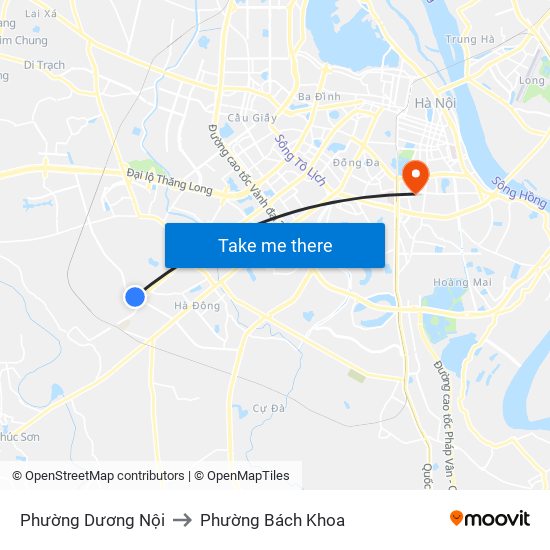 Phường Dương Nội to Phường Bách Khoa map