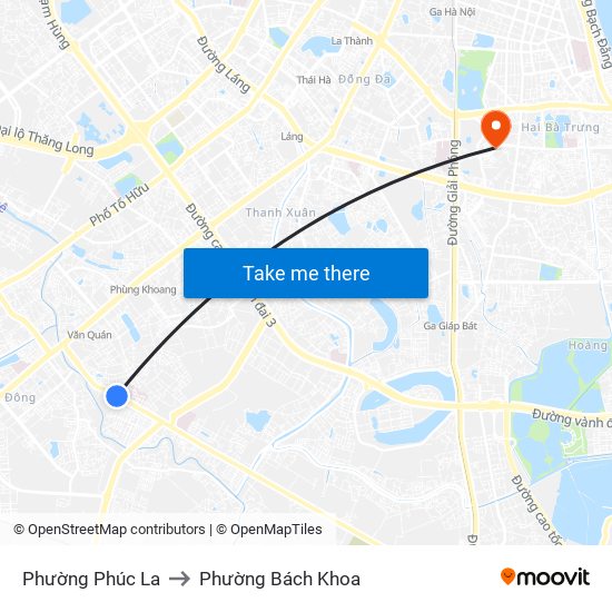 Phường Phúc La to Phường Bách Khoa map