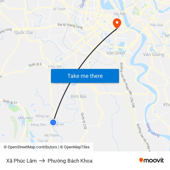 Xã Phúc Lâm to Phường Bách Khoa map