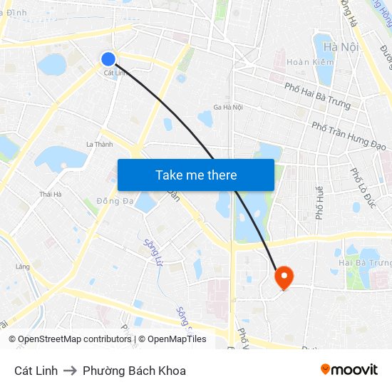 Cát Linh to Phường Bách Khoa map