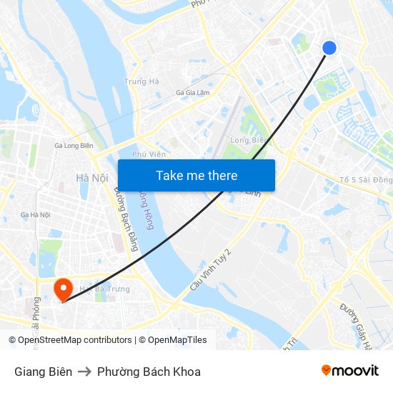 Giang Biên to Phường Bách Khoa map