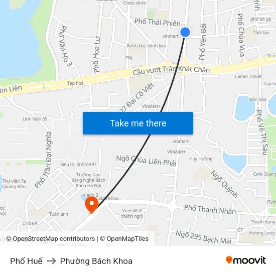 Phố Huế to Phường Bách Khoa map