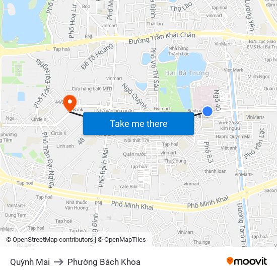 Quỳnh Mai to Phường Bách Khoa map