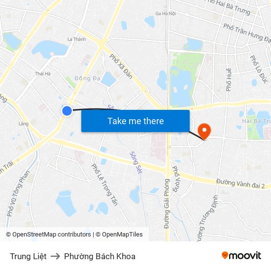 Trung Liệt to Phường Bách Khoa map