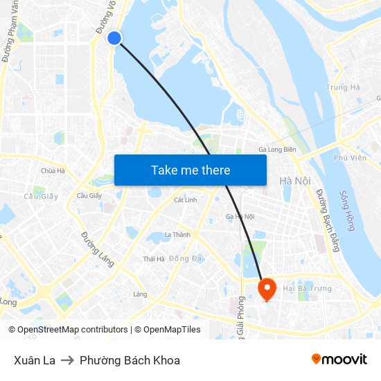Xuân La to Phường Bách Khoa map