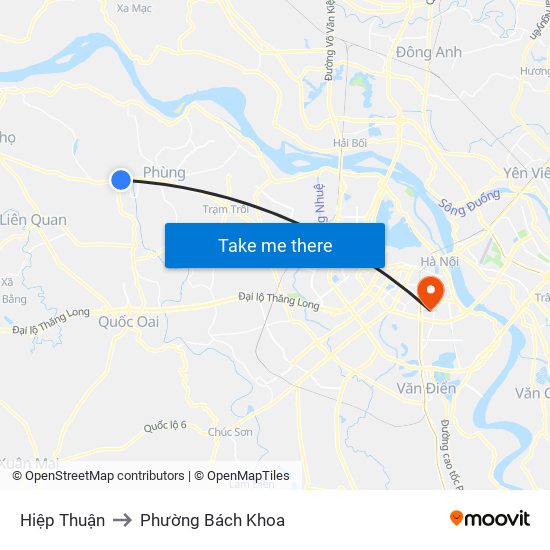 Hiệp Thuận to Phường Bách Khoa map