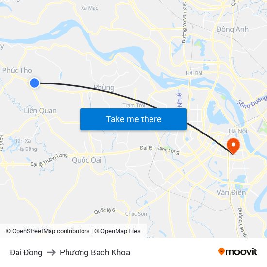 Đại Đồng to Phường Bách Khoa map