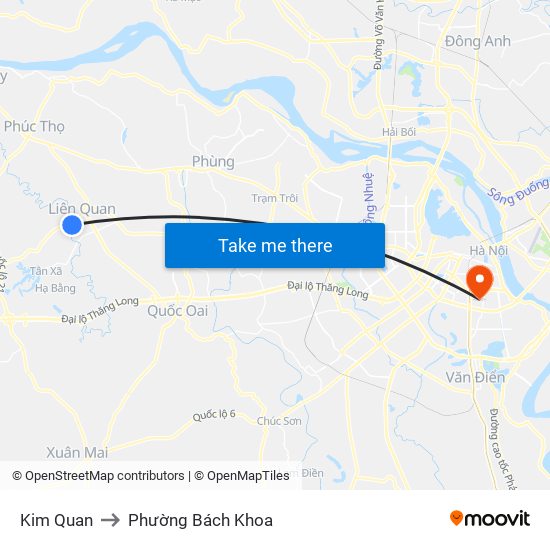 Kim Quan to Phường Bách Khoa map