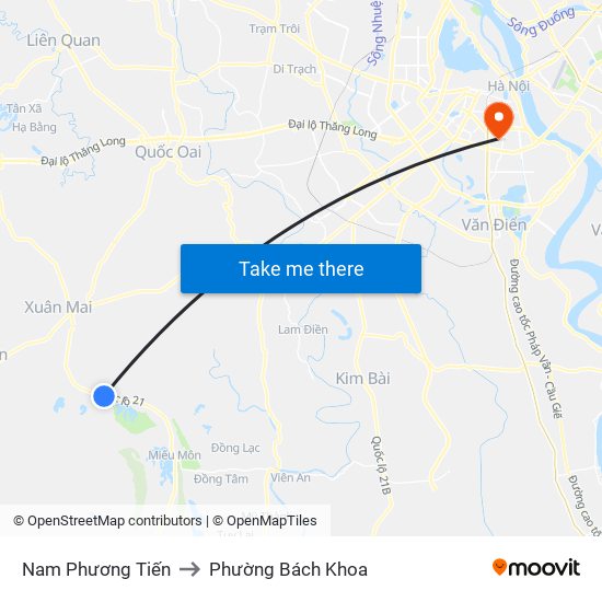 Nam Phương Tiến to Phường Bách Khoa map