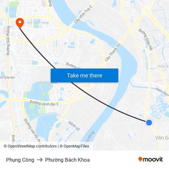 Phụng Công to Phường Bách Khoa map