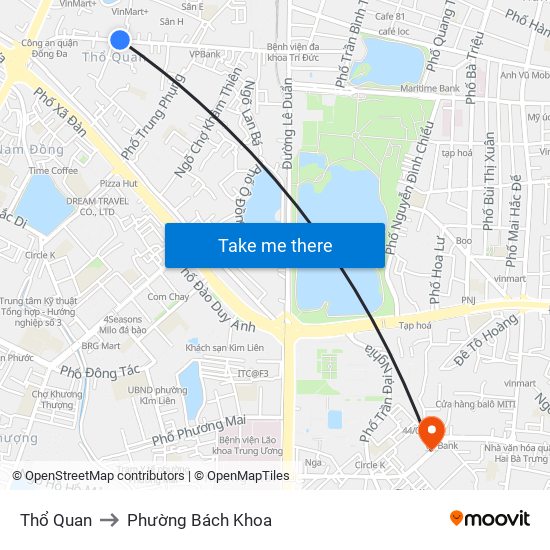 Thổ Quan to Phường Bách Khoa map