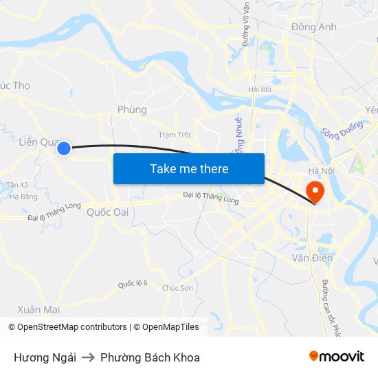 Hương Ngải to Phường Bách Khoa map