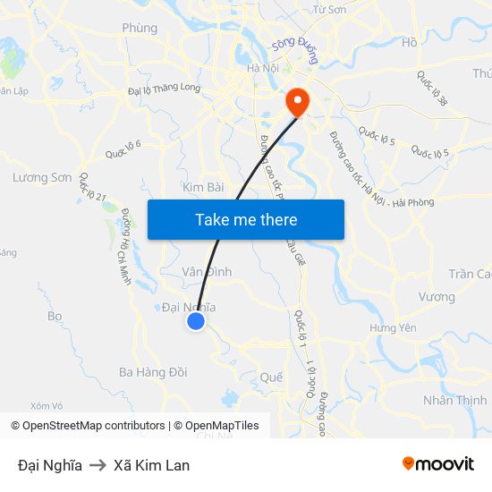 Đại Nghĩa to Xã Kim Lan map