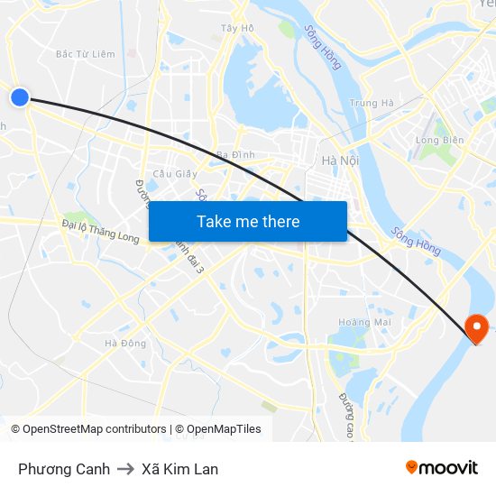 Phương Canh to Xã Kim Lan map