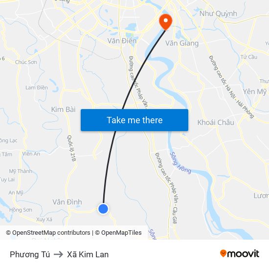 Phương Tú to Xã Kim Lan map