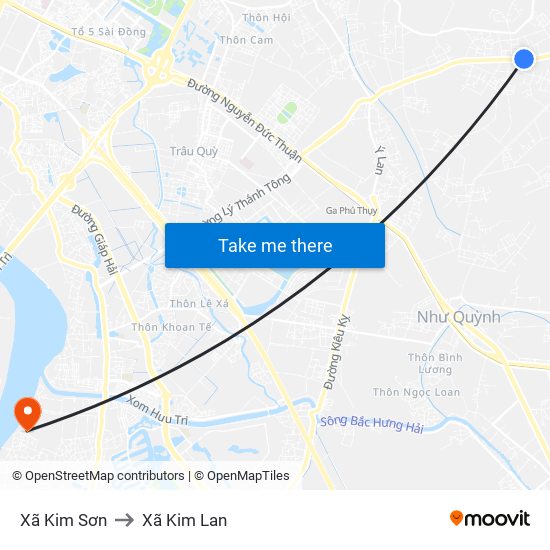 Xã Kim Sơn to Xã Kim Lan map
