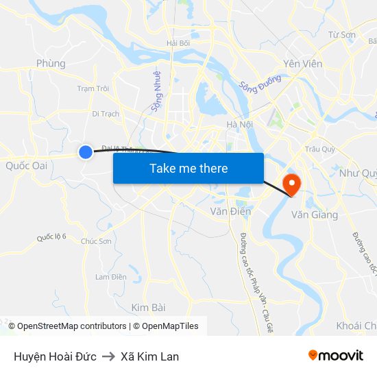 Huyện Hoài Đức to Xã Kim Lan map