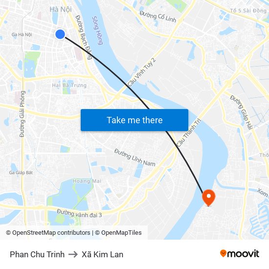 Phan Chu Trinh to Xã Kim Lan map