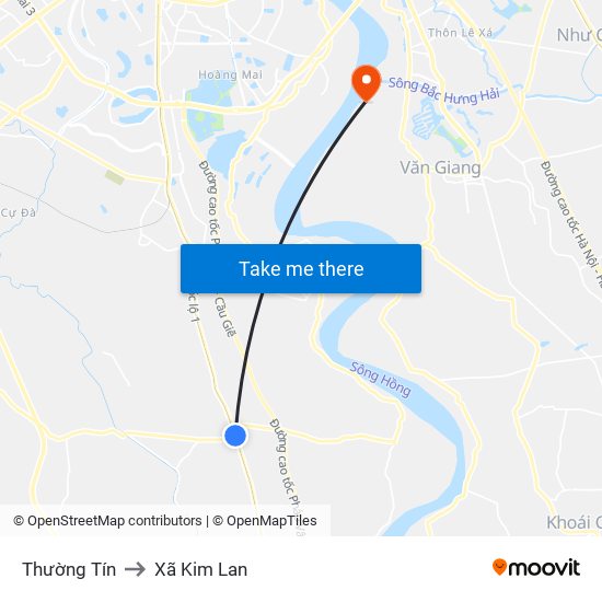 Thường Tín to Xã Kim Lan map