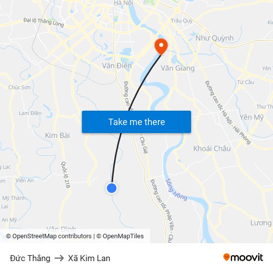 Đức Thắng to Xã Kim Lan map