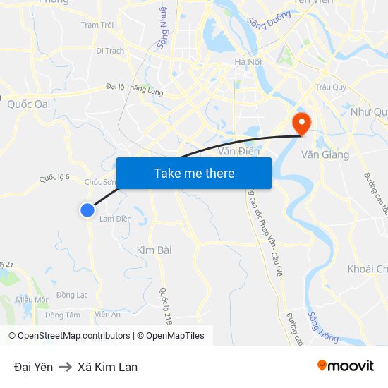 Đại Yên to Xã Kim Lan map