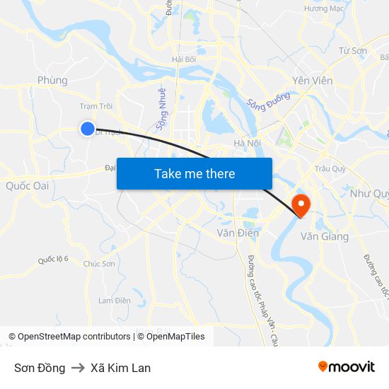 Sơn Đồng to Xã Kim Lan map