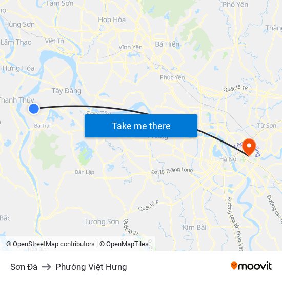 Sơn Đà to Phường Việt Hưng map
