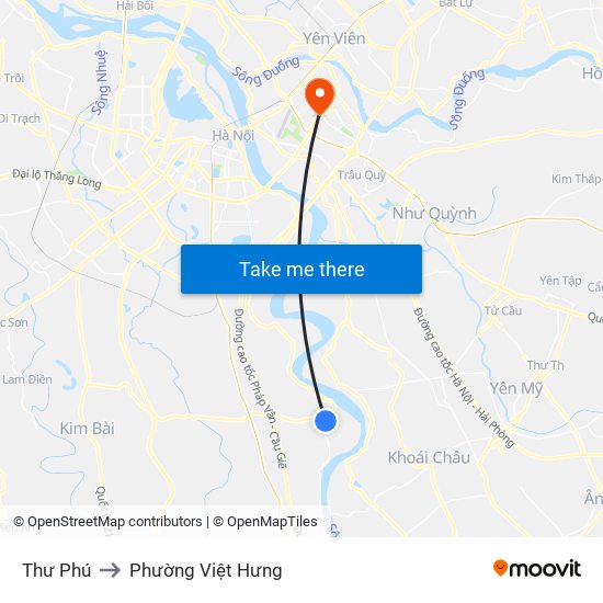 Thư Phú to Phường Việt Hưng map