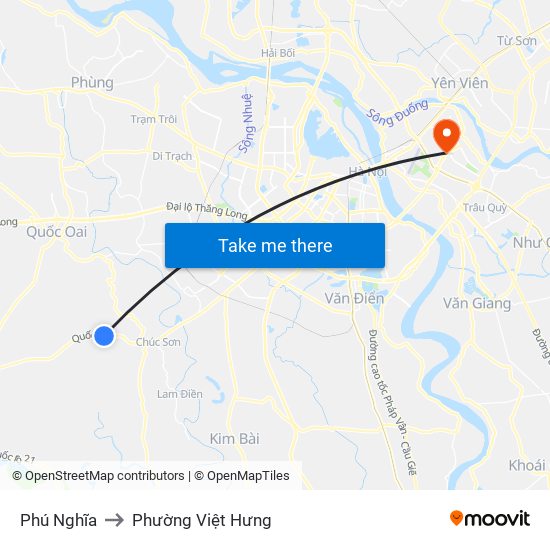 Phú Nghĩa to Phường Việt Hưng map