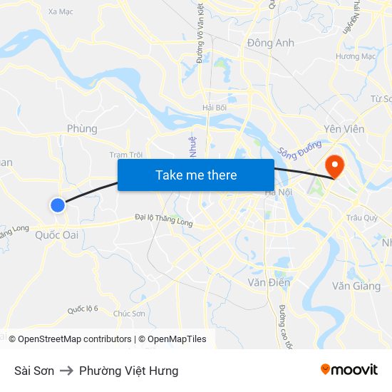Sài Sơn to Phường Việt Hưng map