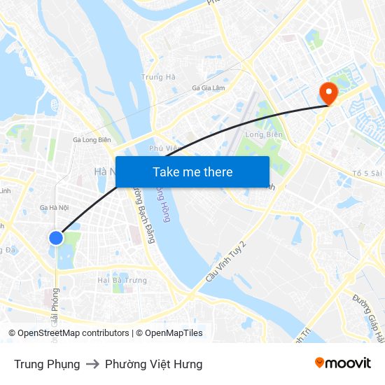 Trung Phụng to Phường Việt Hưng map