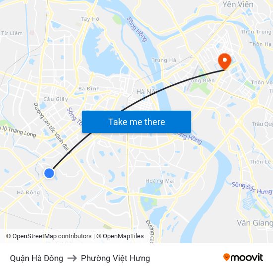Quận Hà Đông to Phường Việt Hưng map