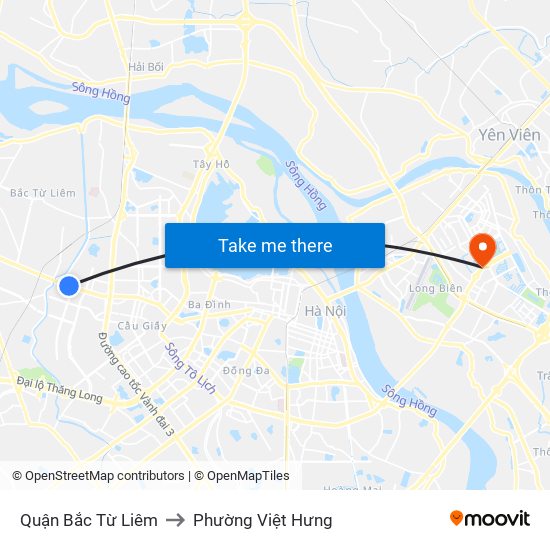 Quận Bắc Từ Liêm to Phường Việt Hưng map