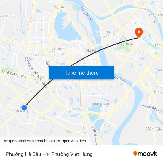 Phường Hà Cầu to Phường Việt Hưng map