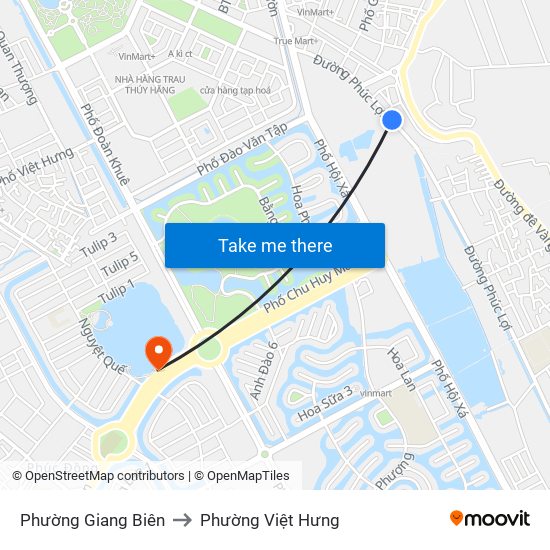 Phường Giang Biên to Phường Việt Hưng map