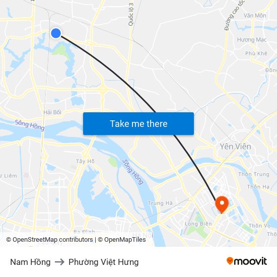 Nam Hồng to Phường Việt Hưng map