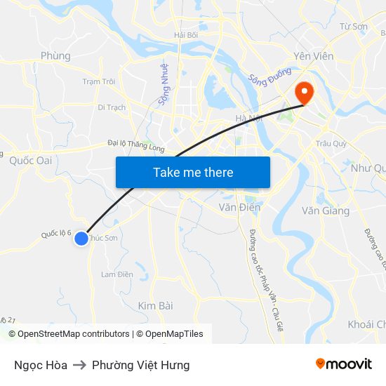 Ngọc Hòa to Phường Việt Hưng map