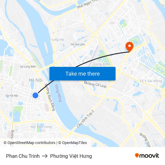 Phan Chu Trinh to Phường Việt Hưng map