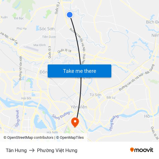 Tân Hưng to Phường Việt Hưng map