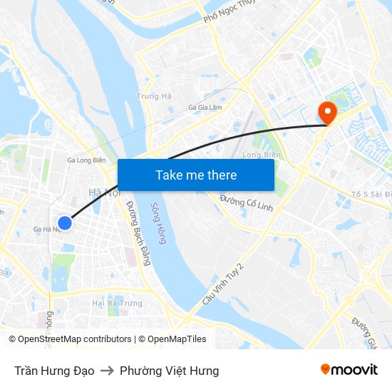 Trần Hưng Đạo to Phường Việt Hưng map