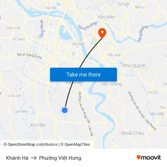 Khánh Hà to Phường Việt Hưng map