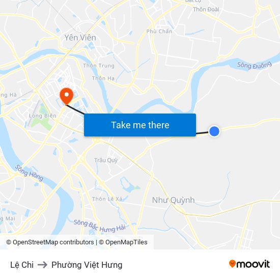 Lệ Chi to Phường Việt Hưng map