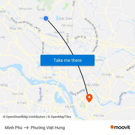 Minh Phú to Phường Việt Hưng map