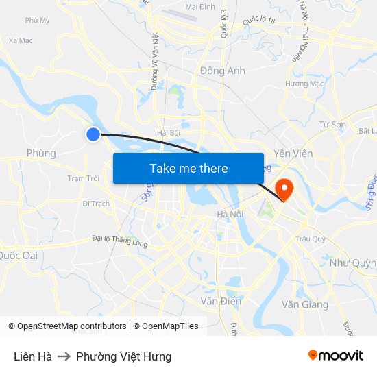 Liên Hà to Phường Việt Hưng map