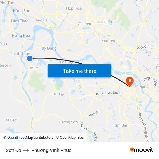 Sơn Đà to Phường Vĩnh Phúc map