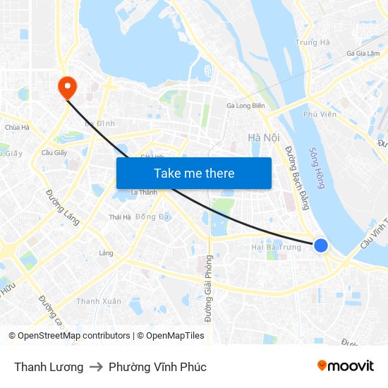 Thanh Lương to Phường Vĩnh Phúc map