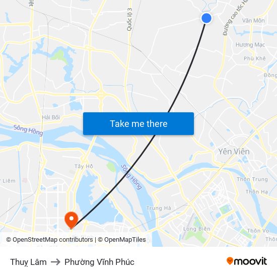 Thuỵ Lâm to Phường Vĩnh Phúc map